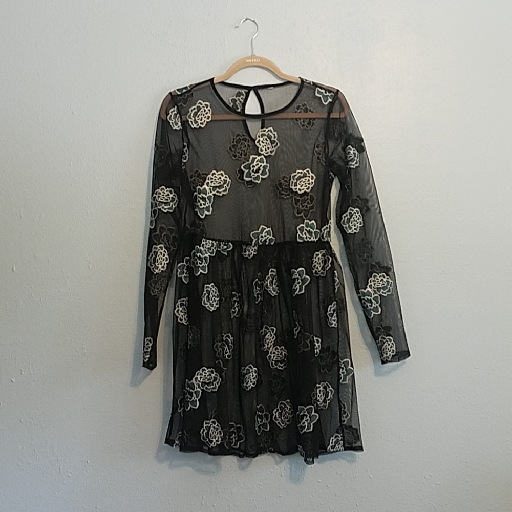 Sheer Floral Embroidered Dress